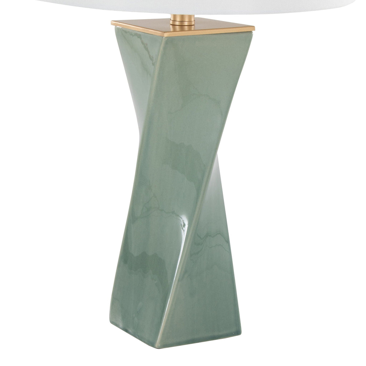 Curvo Square Contemporary Table Lamp with Twisted Ceramic Base - Green or Beige