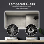LED Bathroom Mirror with 3 Color Dimmable Backlight - Pearl Silver