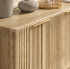 Natural Wood Sideboard Cabinet with Adjustable Storage – Farmhouse Buffet