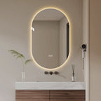 Smart LED Wall Mounted Mirror with Touch Screen and Adjustable Lighting - Pearl Silver