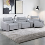 Modular Power Reclining Sectional Sofa with Console and Tech Features - Light Gray