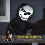 6' Halloween Inflatable Grim Ghost Biker with LED Lights - White