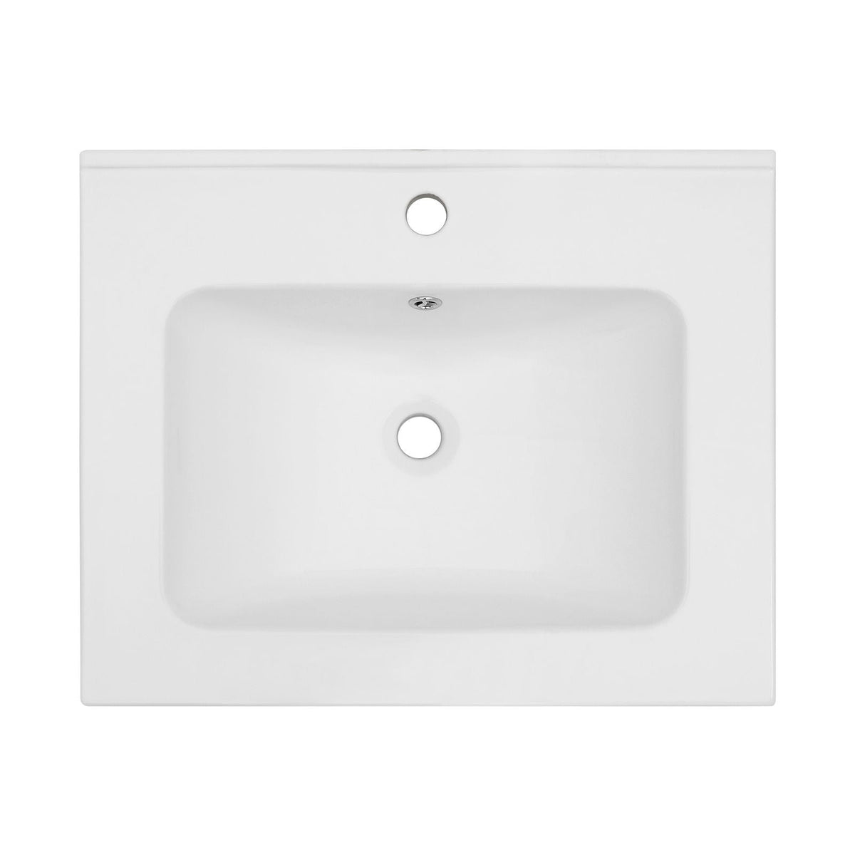Rectangular Single Vanity Top with Overflow - White Ceramic