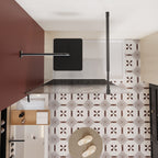 Gradient Shower Door with Handle - Matte Black Finish, Tempered Glass