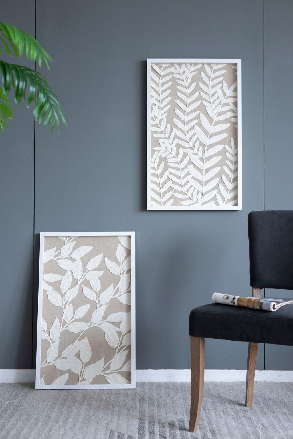 Shadow Box Wall Decor with Paper Florals – White