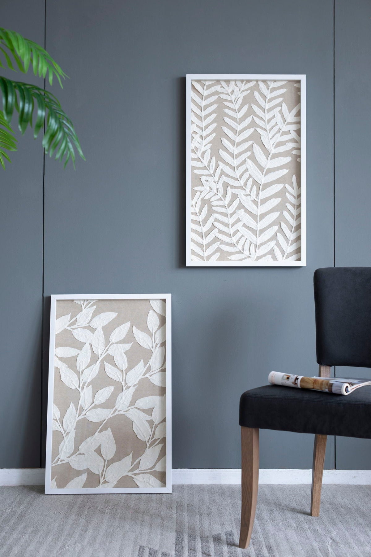 Shadow Box Wall Decor with Paper Florals – White