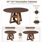 Extendable Round Dining Table for 4-6 with Storage Shelf - Particle Board