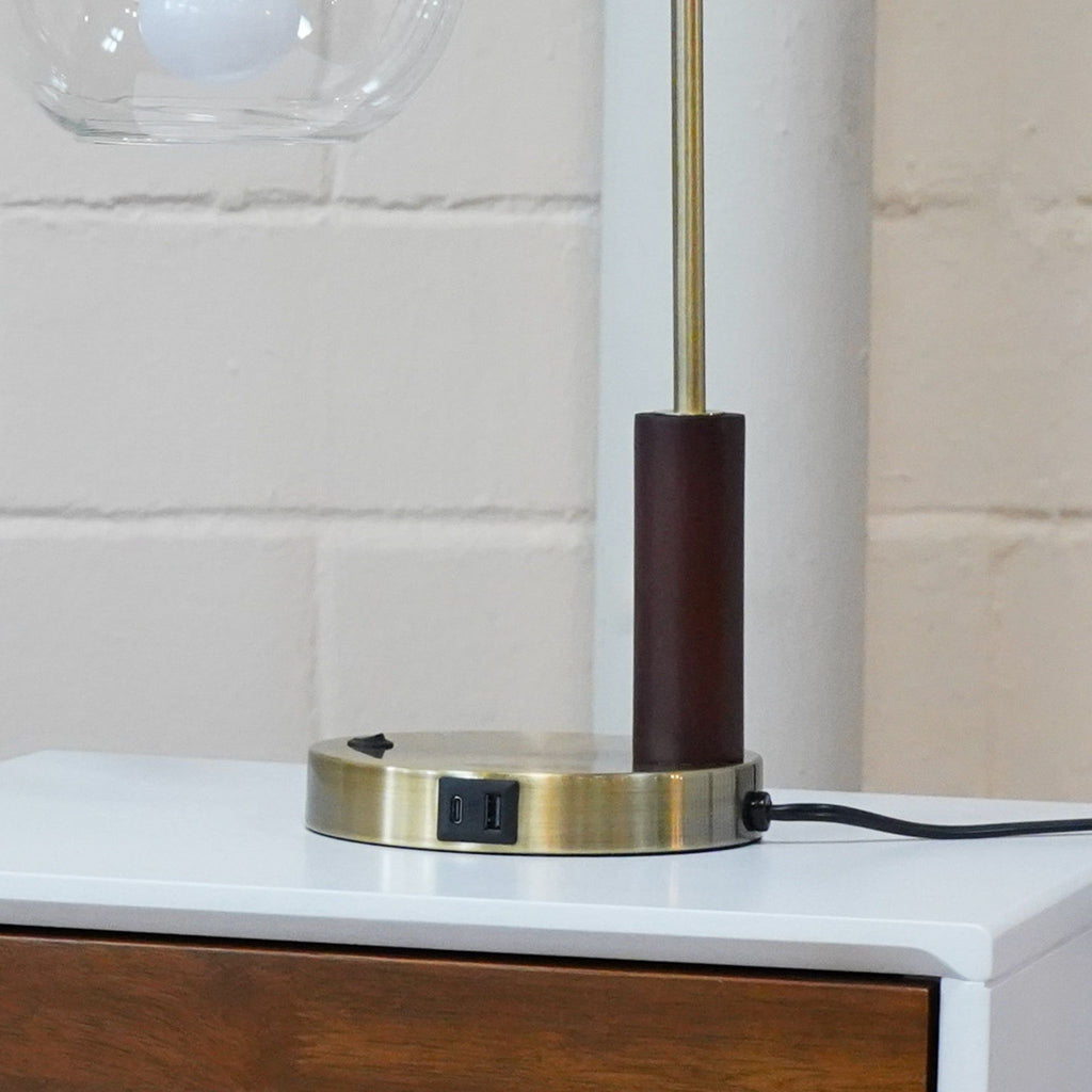 Gold Desk Lamp with Glass Globe Shade - Villa