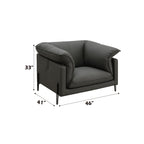 Top Grain Leather Chair with Memory Foam Cushions – Black