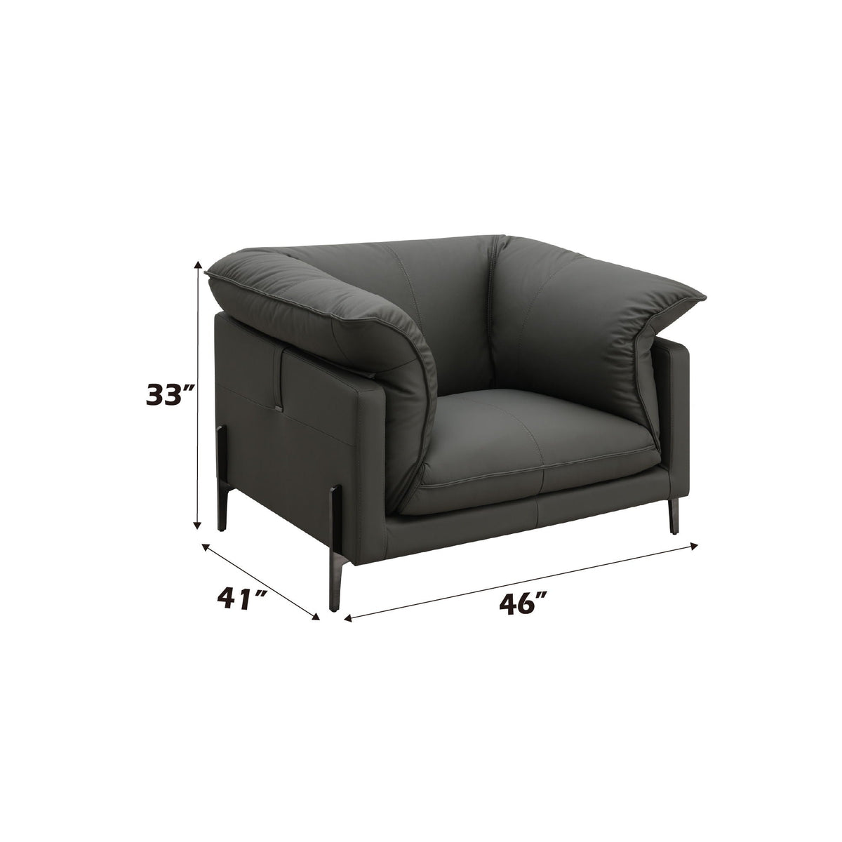 Top Grain Leather Chair with Memory Foam Cushions – Black