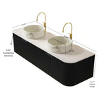 Dina 60" Bathroom Vanity with Sinks and Storage - Black, Carrara White, Stone White or Natural Wood, White