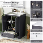 Modern Bathroom Vanity with Ceramic Sink Combo and Storage Cabinet - Multiple Colors