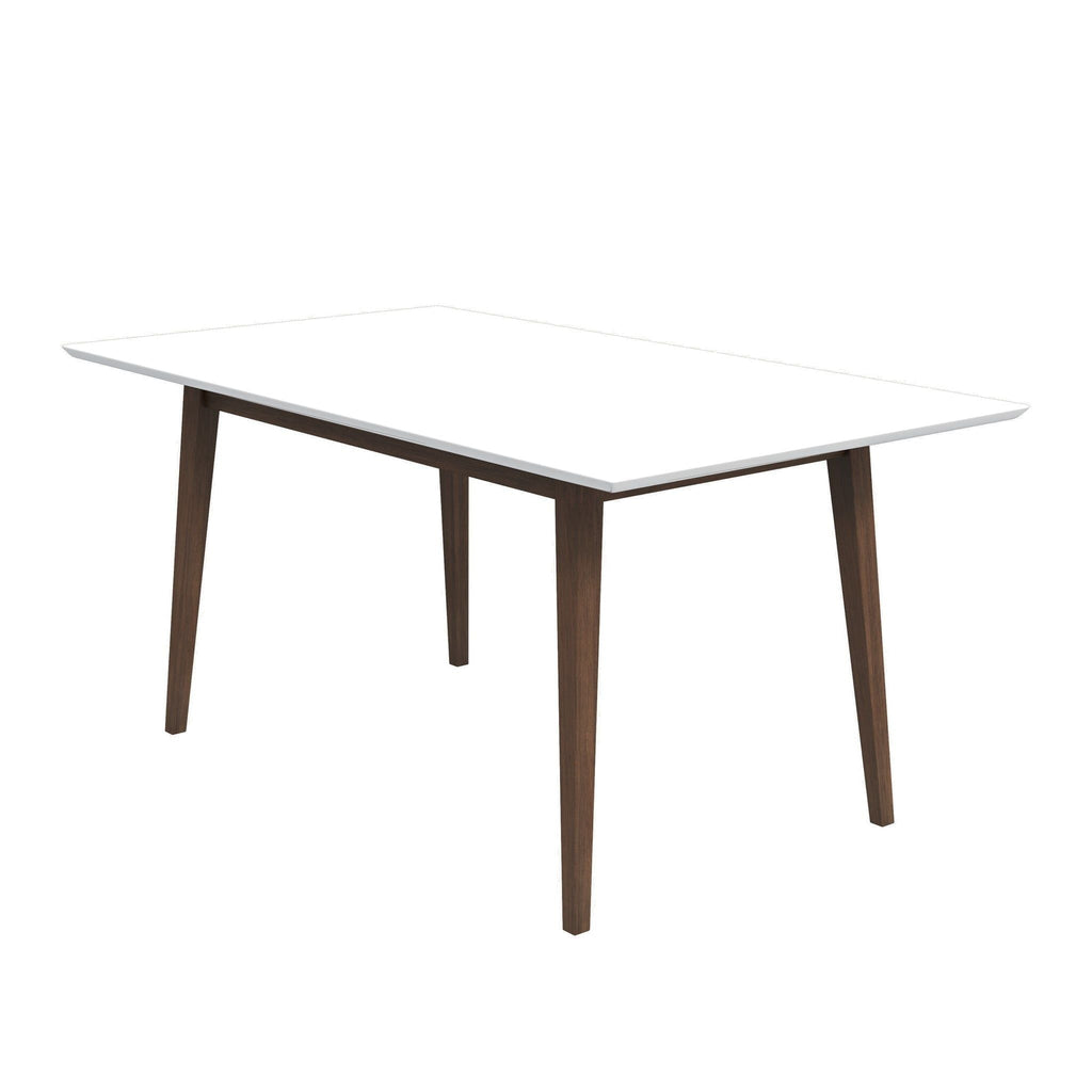 Rectangular Modern Dining Table with Solid Wood Construction – Dark Brown or White