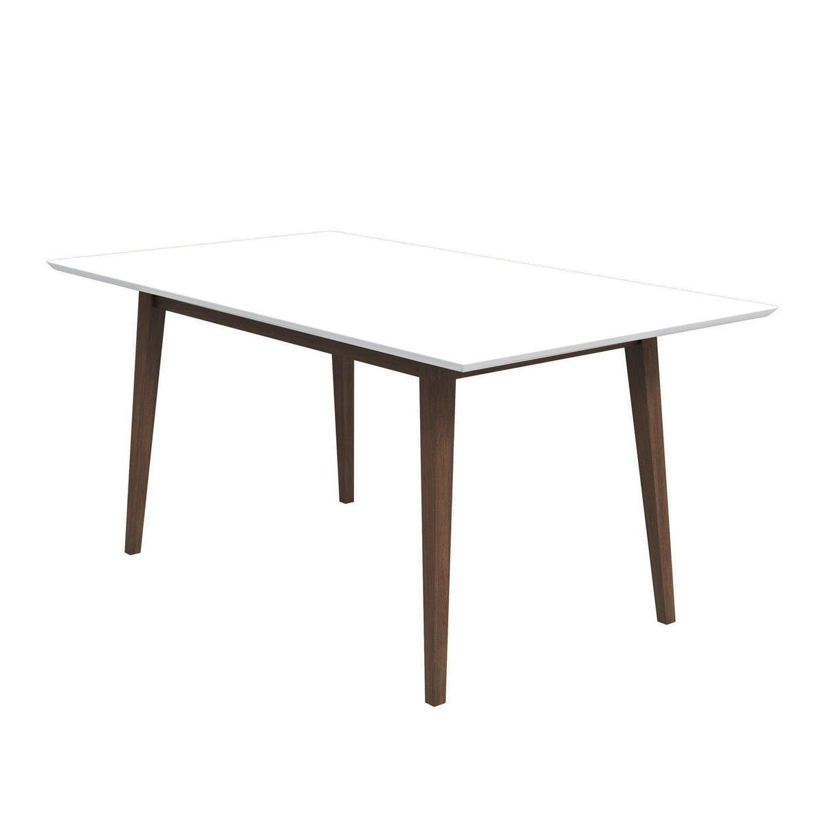 Rectangular Modern Dining Table with Solid Wood Construction – Dark Brown or White
