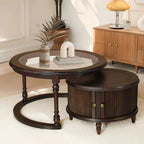 Modern Nesting Coffee Table Set with Glass Top - Dark Brown or Black