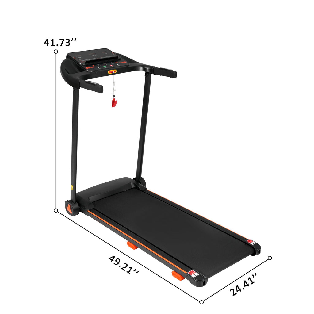 2.5Hp Quiet Folding Treadmill with Heart Rate Sensor - Black