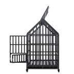 Heavy Duty Dog Crate with Lockable Wheels - Black