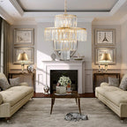 20' Modern Crystal Chandelier with 4-Tier Design - Gold