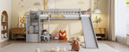 Loft Stairway Bed with Drawers and Convertible Ladder - Twin