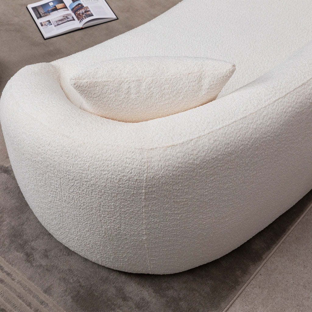 Curved 3 Seater Sofa for Living Room with Deep Seating - White