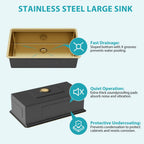 Stainless Steel Undermount Kitchen Sink with Workstation - Gold