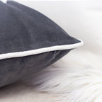 Gray Velvet Lumbar Throw Pillow with Snowflake Embroidery - 14x20