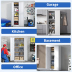 Steel Garage Storage Cabinet with Adjustable Shelves and Lock – Black or White