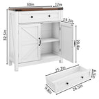 Farmhouse Storage Cabinet with Drawer and Adjustable Shelf - White or Black