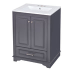 Modern Bathroom Vanity with Ceramic Sink Combo and Storage Cabinet - Multiple Colors