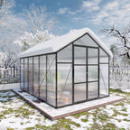 Gain Height Windproof Greenhouse with Heavy-Duty Frame - Black