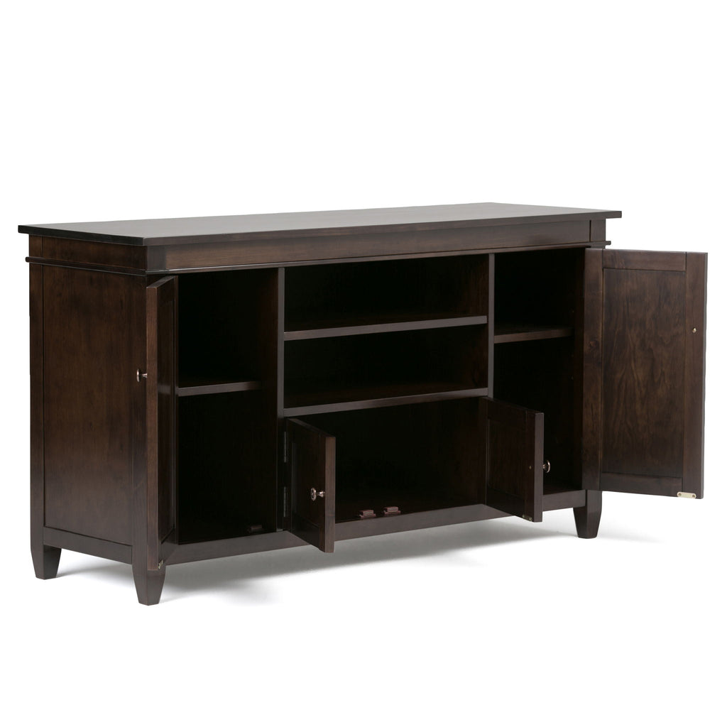 Solid Wood TV Media Stand with Ample Storage - Dark Brown