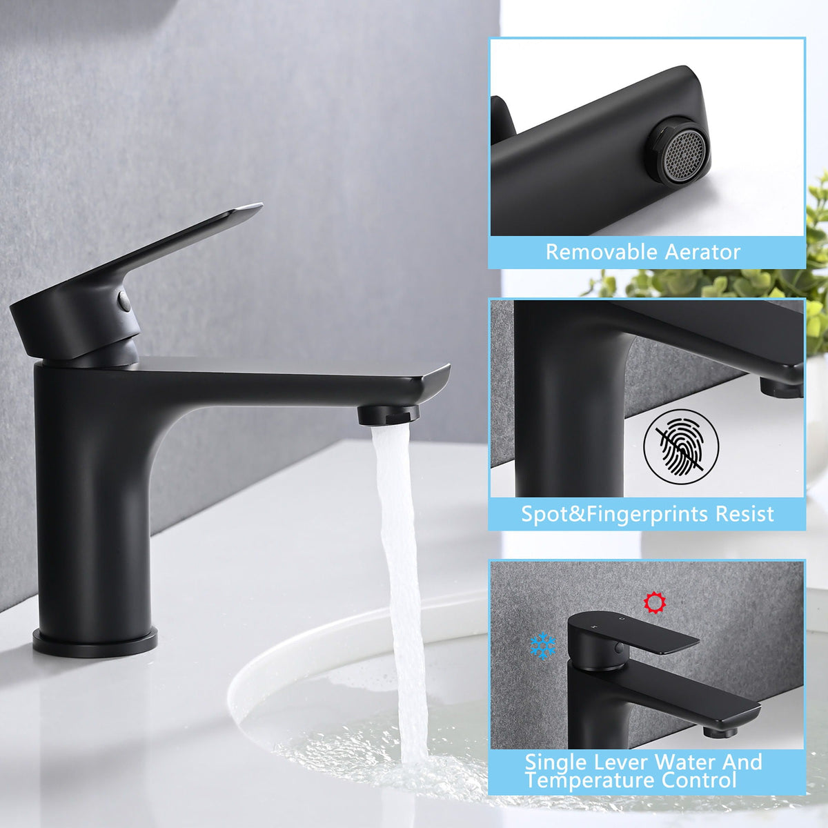 Modern Bathroom Sink Faucet with Single Handle - Gold or Black