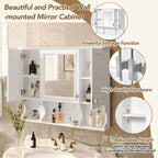Wall Mounted Bathroom Medicine Cabinet With Mirror & Open Shelves