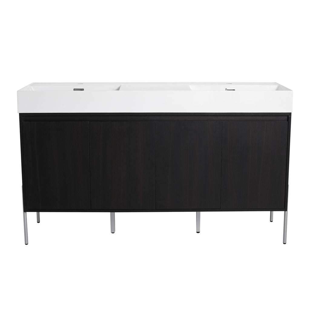 Freestanding Bathroom Vanity With Resin Sink And Storage Cabinet