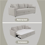Boucle Sleeper Sectional Sofa with Pull-Out Bed - Beige