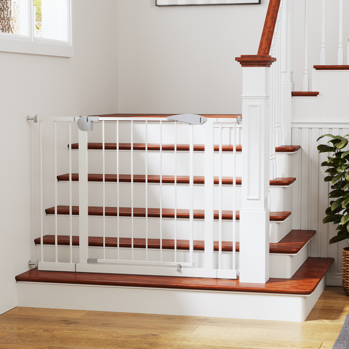 Adjustable 2 Pack Baby Gate with Double Safety Lock - White