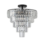 20-Inch Black Crystal Chandelier with K9 Crystals - Modern Flush Mount - Black