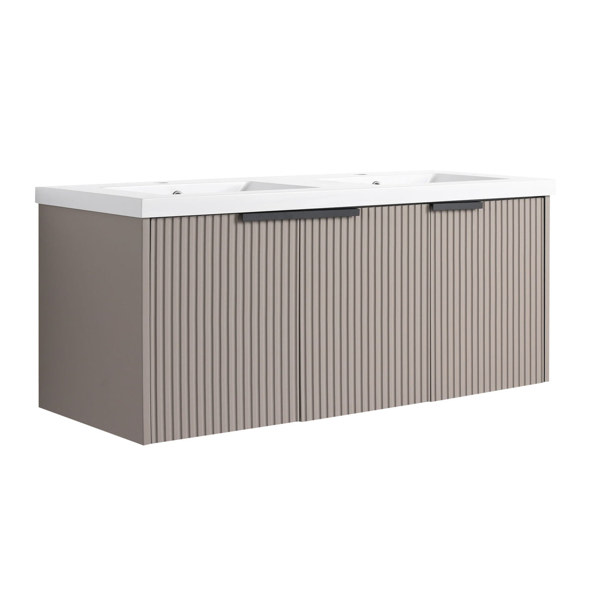 Contemporary Wall Mounted Bathroom Vanity with Double Resin Sink - Light Blue, White, Pearl Silver