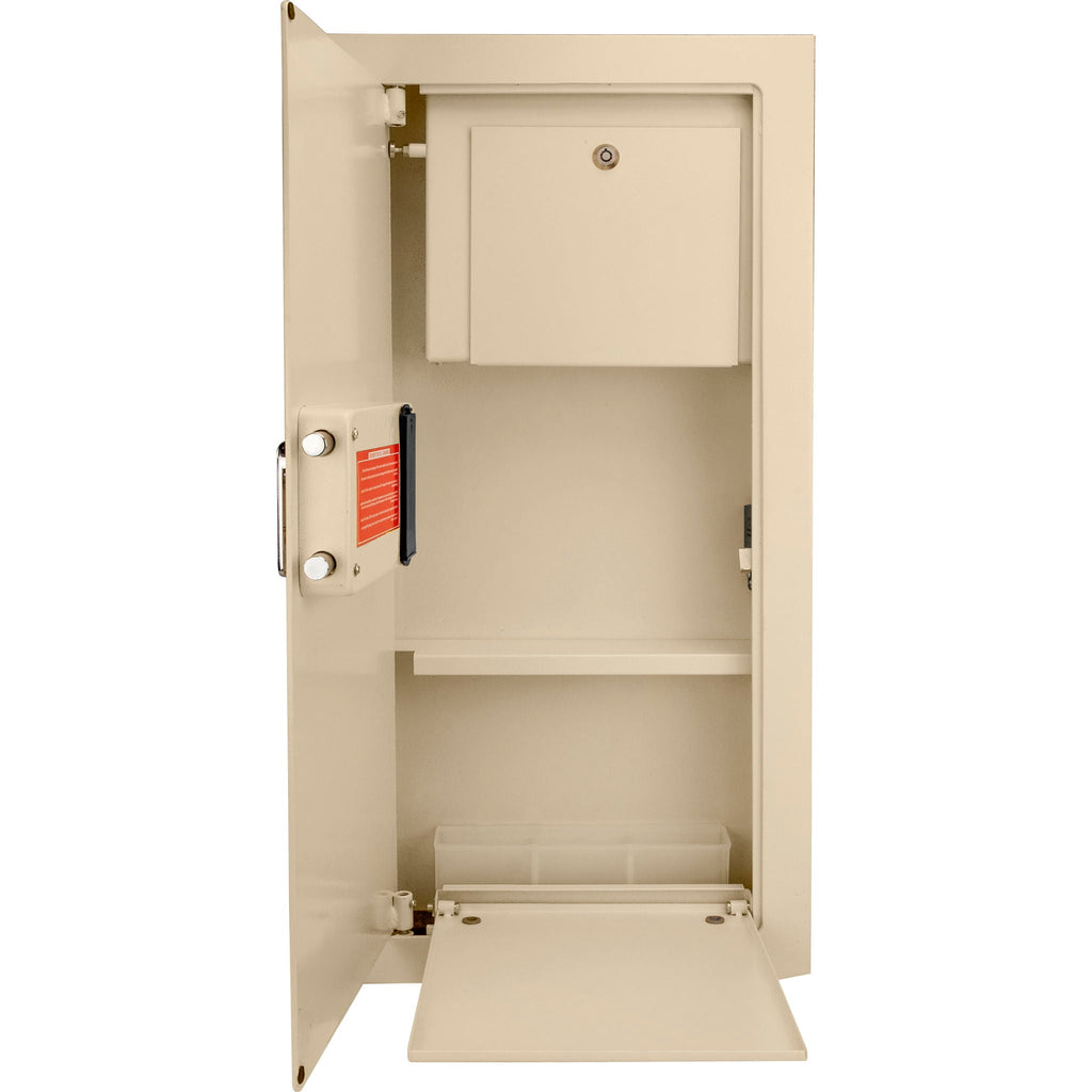 Beige Biometric Wall Safe with Fingerprint Access - Durable Steel
