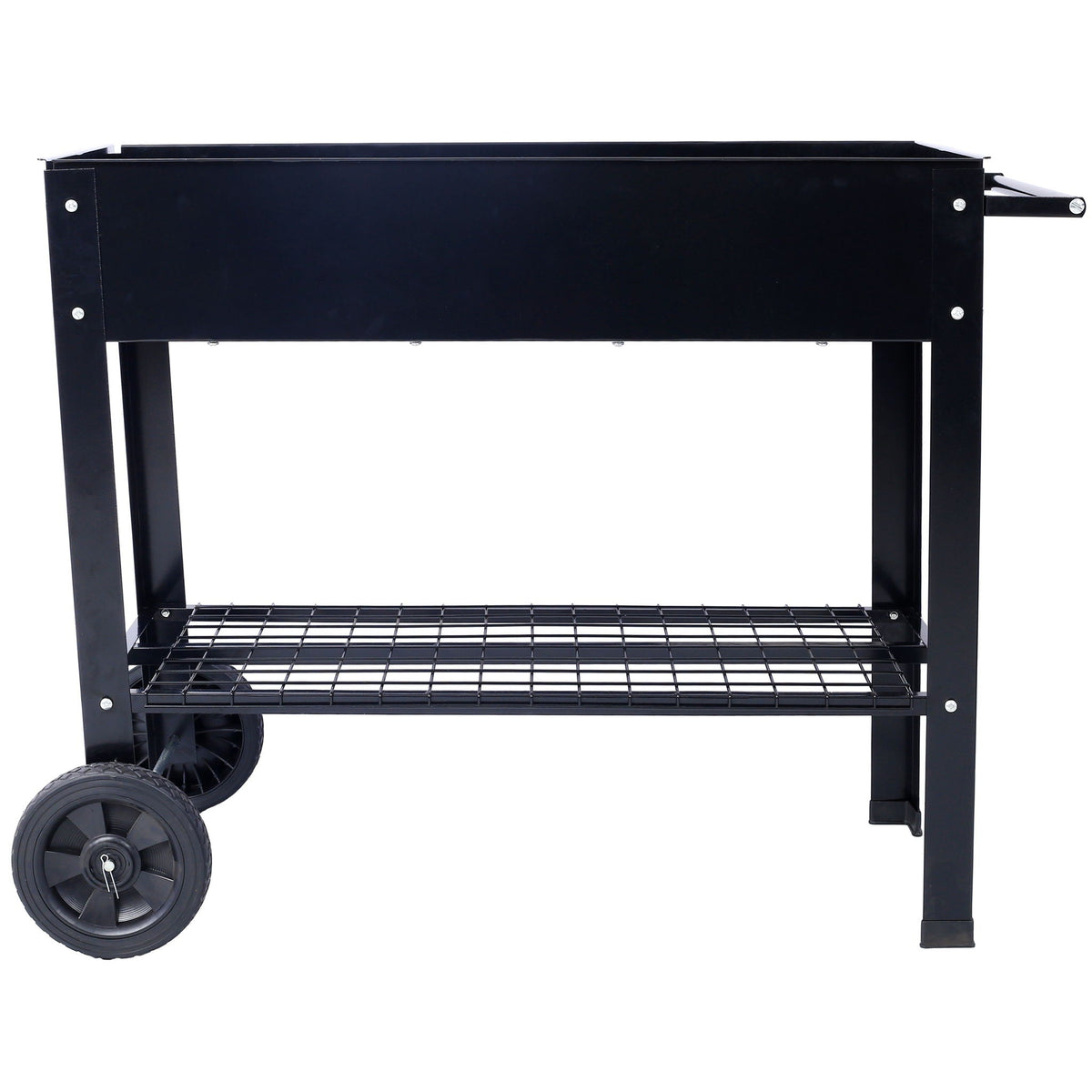 Elevated Metal Planter Garden Bed with Wheels - Black