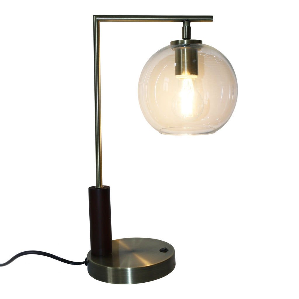 Gold Desk Lamp with Glass Globe Shade - Villa
