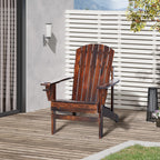 Wooden Adirondack Chair Patio Seating with Cup Holder - Natural Wood