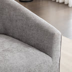Modern Upholstered Barrel Armchair with 360° Swivel - Gray