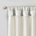 Twist Tab Lined Window Curtain Panel with Faux Silk Sheen - White