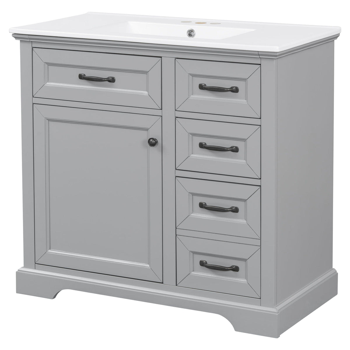 36" Bathroom Vanity with Sink and Soft Close Hinges - Dark Gray or White