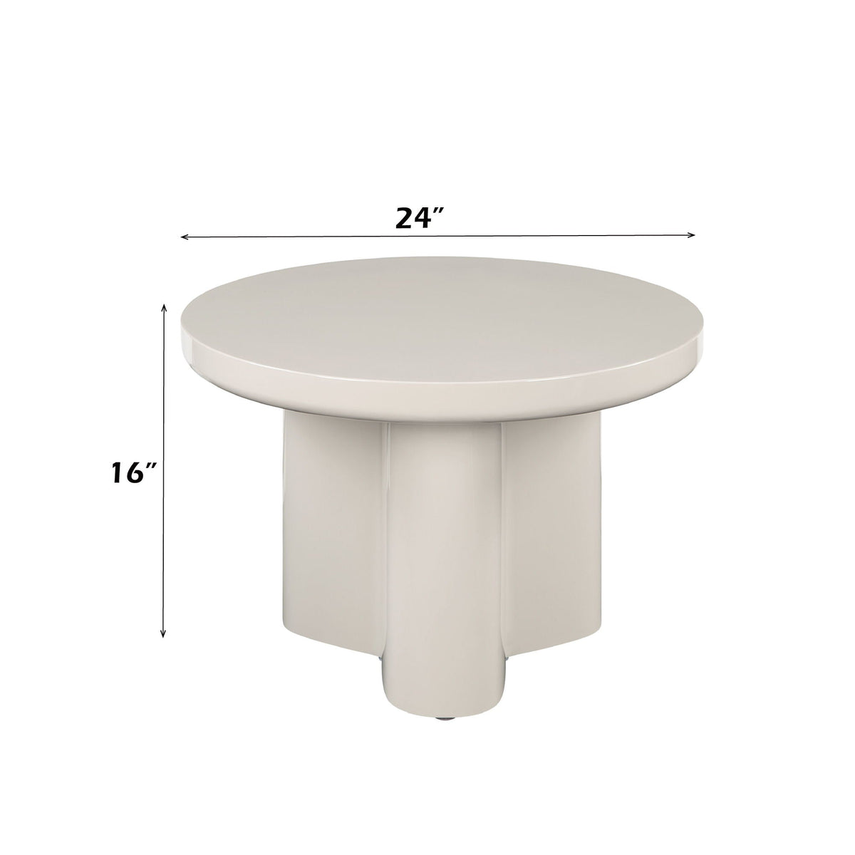 Light Gray End Table with High Gloss Finish - Joane