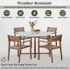 Acacia Wood Outdoor Dining Set with 47.2" Round Table - Natural