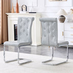 Elegant Design Upholstered Dining Chairs with Crystal Details - Multiple Colors