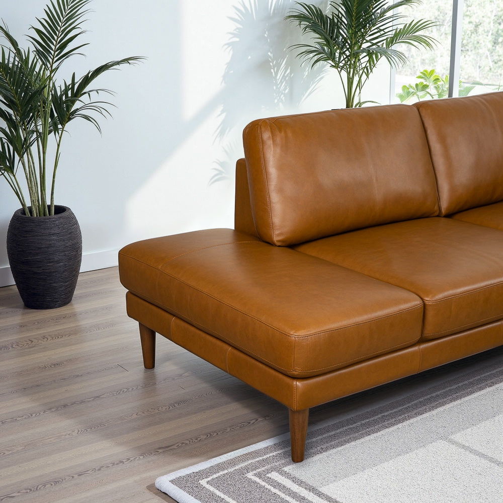L-Shaped Sectional Sofa with Modern Design - Light Brown