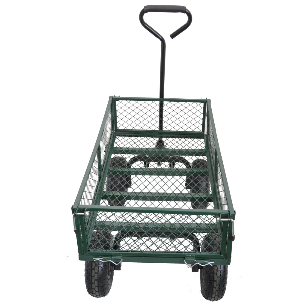 Green Outdoor Wagon Cart with Foldable Steel Frame - 550 lb Capacity